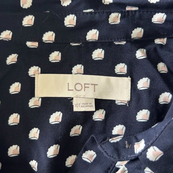 ANN TAYLOR LOFT Navy Blue Polka Dot Maxi Dress Size 10 Tall - Picture 3 of 3